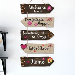 ArtVibes Brown & Beige Welcome Home Quotes Wooden Hanging Wall Decor-7