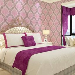 KAAF Pink & Silver-Toned Damask Self-Adhesive Wallpaper-image-41