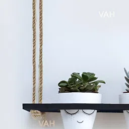 VAH Kya Bat Hai !! Black & Brown Wooden Decorative Flower Pot Rack With Rope-image-85