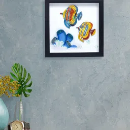Golden Peacock Multicolored Fish Quilling Wall Art-image-93