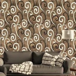 KAAF Brown & White Damask Self-Adhesive Wallpaper-picture-33