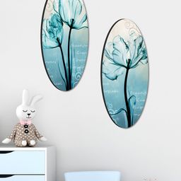 SAF 2 Pcs Blue Oval Shaped Floral Theme Wall Hangings-image-10