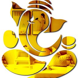 VAH Kya Bat Hai !! Yellow Ganpatiji Mirror Stickers Wall Decor-51