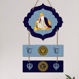 ArtVibes Blue Guru Nanak Dev Printed Wooden Wall Hanging-8