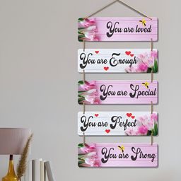 ArtVibes Pink & White Wooden Positive Quotes Printed Wall Hanging-image-78