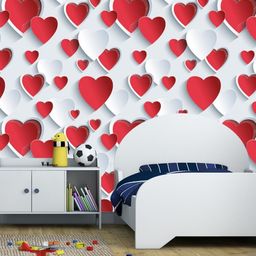 KAAF Red & White Heart Printed Self Adhesive Water Proof Wallpaper-image-13