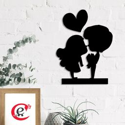 eCraftIndia Black Loving Couple Wall Art-43