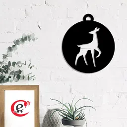 eCraftIndia Black Solid Deer On Ball Wood Cutout Wall Decor-27