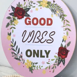 Kuber Industries Set Of 4 Pink Printed Round Shaped Wall Hanging image 5