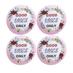 Kuber Industries Set Of 4 Pink Printed Round Shaped Wall Hanging image 4