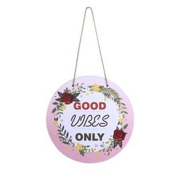 Kuber Industries Set Of 4 Pink Printed Round Shaped Wall Hanging image 2