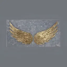 VAS collection home Gold-Toned 2 Pieces Feather Shaped Wooden Wall Hangings-picture-2