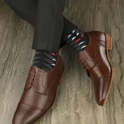 House of Pataudi Men Patterned Leather Lace-Up Formal Derbys-picture-18