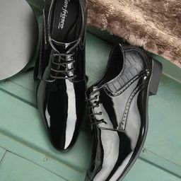 San Frissco Men Black Solid Synthetic Leather Formal Derbys-image-92