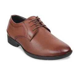 WALKWAY by Metro Men Tan-Brown Textured Leather Formal Derbys-image-12