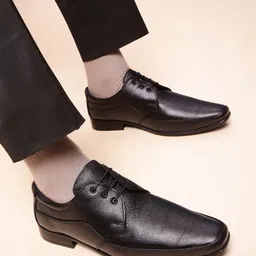 Liberty Men Black Textured Leather Formal Derbys-image-42