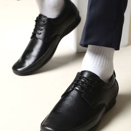 Liberty Men Black Textured Leather Formal Derbys-image-89