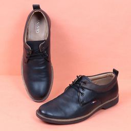 FAUSTO Men Navy Blue Solid Formal Derbys-image-36