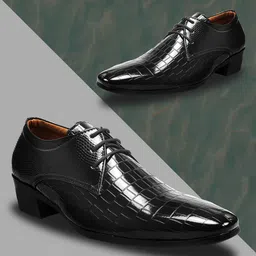Bxxy Men Textured Pointed Toe Elevator Formal Derbys-picture-19
