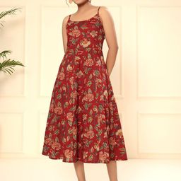 ARAVALII Floral Printed Fit & Flared Dress-picture-51