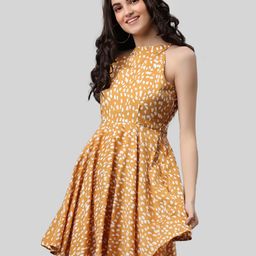 PRETTY LOVING THING Yellow Printed Halter Neck Dress-image-9
