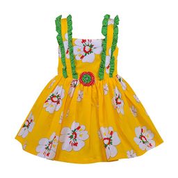 Wish Karo Girls Yellow & White Floral Printed Cotton Dress-picture-24