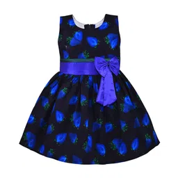 Wish Karo Girls Blue & Green Printed Cotton Dress-picture-57