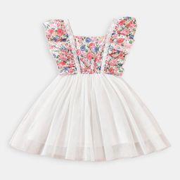 Hopscotch Girls White Floral Printed Fit And Flare Cotton Dress-picture-26