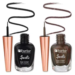 FORFOR Sparkle Set Of 2 Liquid Glitter Eyeliners 7 ml Each - Black 01 & Brown 06-57