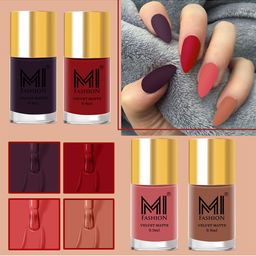MI FASHION Set of 4 Velvet Matte Long Lasting Nail Polish - 9.9 ml Each-28