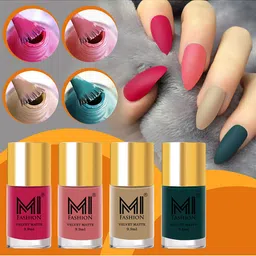MI FASHION Set of 4 Velvet Matte Long Lasting Nail Polish - 9.9 ml Each-13