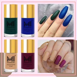 MI FASHION Set of 4 Velvet Matte Long Lasting Nail Polish - 9.9 ml Each-11