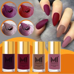 MI FASHION Set of 4 Velvet Matte Long Lasting Nail Polish - 9.9 ml Each-37
