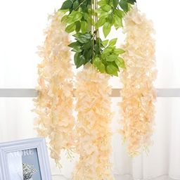 WELL ART GALLERY Peach Coloured 6 Pieces Wisteria Hanging Artificial Flower-67