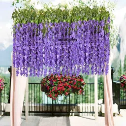 WELL ART GALLERY Purple 4 Pieces Wisteria Hanging Artificial Flower-17