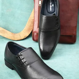 pelle albero Men Textured Leather Formal Oxfords-image-82