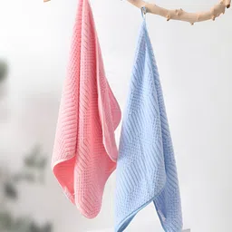 Kuber Industries Blue & Pink 2 Pieces Striped 280 GSM Travel Friendly Hand Towels-image-15