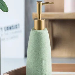 Kuber Industries Green Bathroom Ceramic Liquid Soap Dispenser 320 ml-31