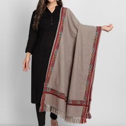 Zamour Women Brown Woven Design Shawl-40