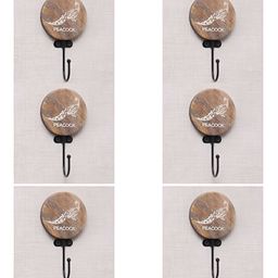 IndianShelf Brown & White 6 Pieces Wood Peacock Cloth Hangers Wall Hooks-image-67