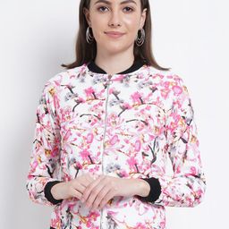 Purple State Women White Floral Tailored Jacket-29