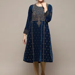 Biba Ethnic Motifs Embroidered Pure Cotton Straight Kurta-picture-36