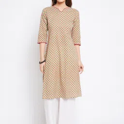 Imfashini Women Green & Red Floral Printed V- Neck Floral Kurta-picture-5