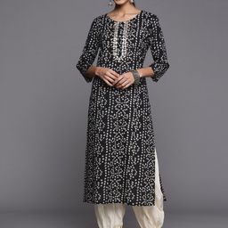 KALINI Bandhani Printed Straight Kurta-image-93