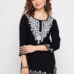 TULIP 21 Floral Embroidered Chikankari Kurti-image-27