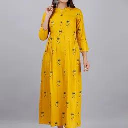 DORIYA Women Yellow Geometric Embroidered Thread Work Floral Kurta-image-60