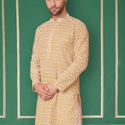 Jompers Chikankari Embroidered Mandarin Collar Straight Kurta-image-17