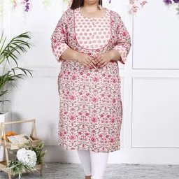 KALINI Floral Printed Checked Straight Kurta-image-46