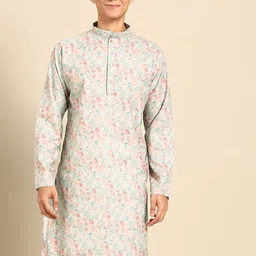 MANQ Abstract Printed Mandarin Collar Long Sleeve Straight Kurta image 1
