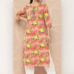 Varanga Women Floral Printed Thread Work Straight Kurta-picture-11